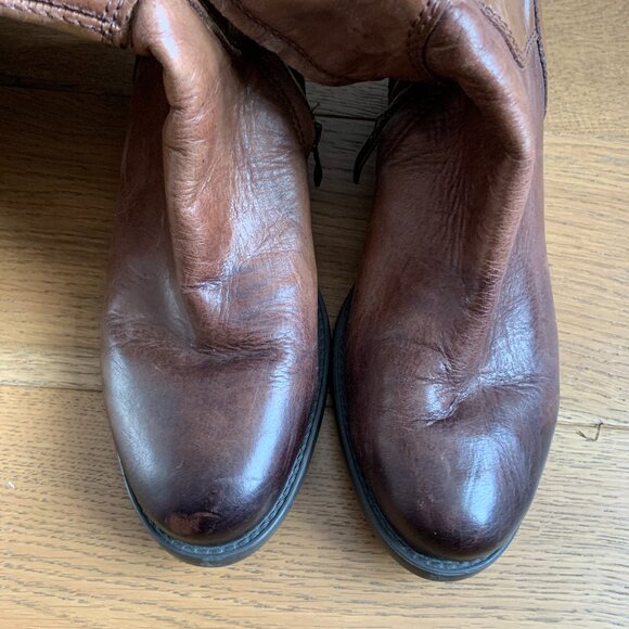 Vince Camuto Bollo Distressed Leather Studded Riding Boots Brown Size 8B/38 - Picture 8 of 16